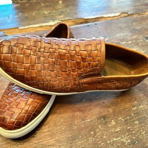 Florsheim Mens Woven Leather Slip-On Loafers Rubber Soles 10.5 EUC  14209-221